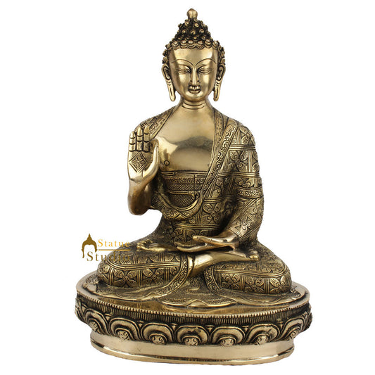 Fine Buddhism Lord Sakyamuni Buddha Carved Statue Décor Gift Idol Murti 12"