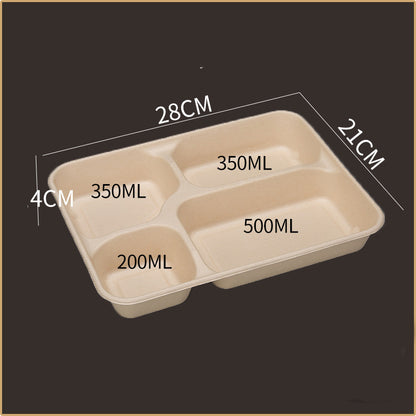 Disposable Four-compartment Lunch Box Lunch Box Environmentally Friendly Biodegradable Paper Pulp – Image 5