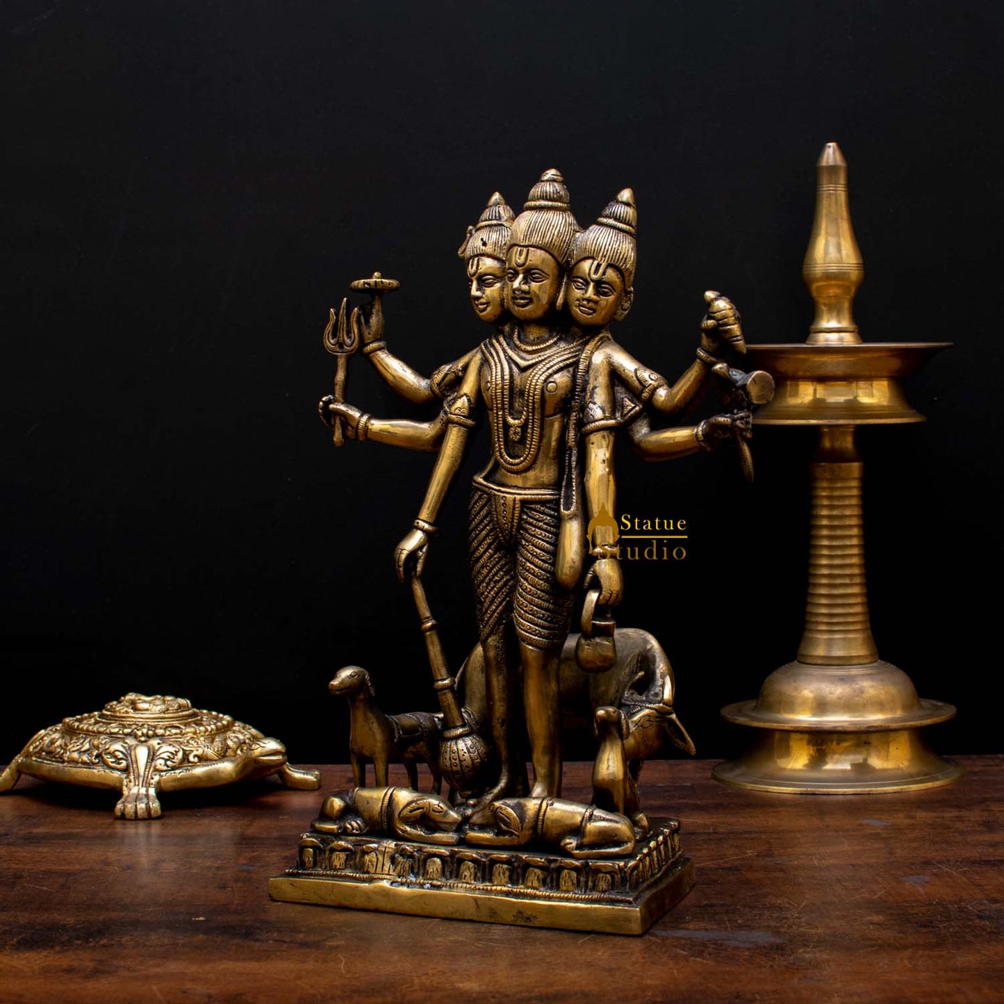 Hindu Trinity Of God Creator of Universe Lord Brahma Fine Murti Idol Statue 12"