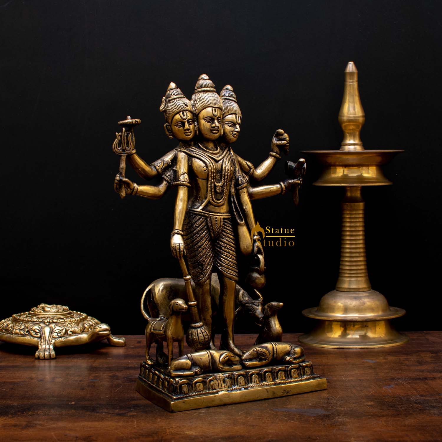 Hindu Trinity Of God Creator of Universe Lord Brahma Fine Murti Idol Statue 12" - Image 3
