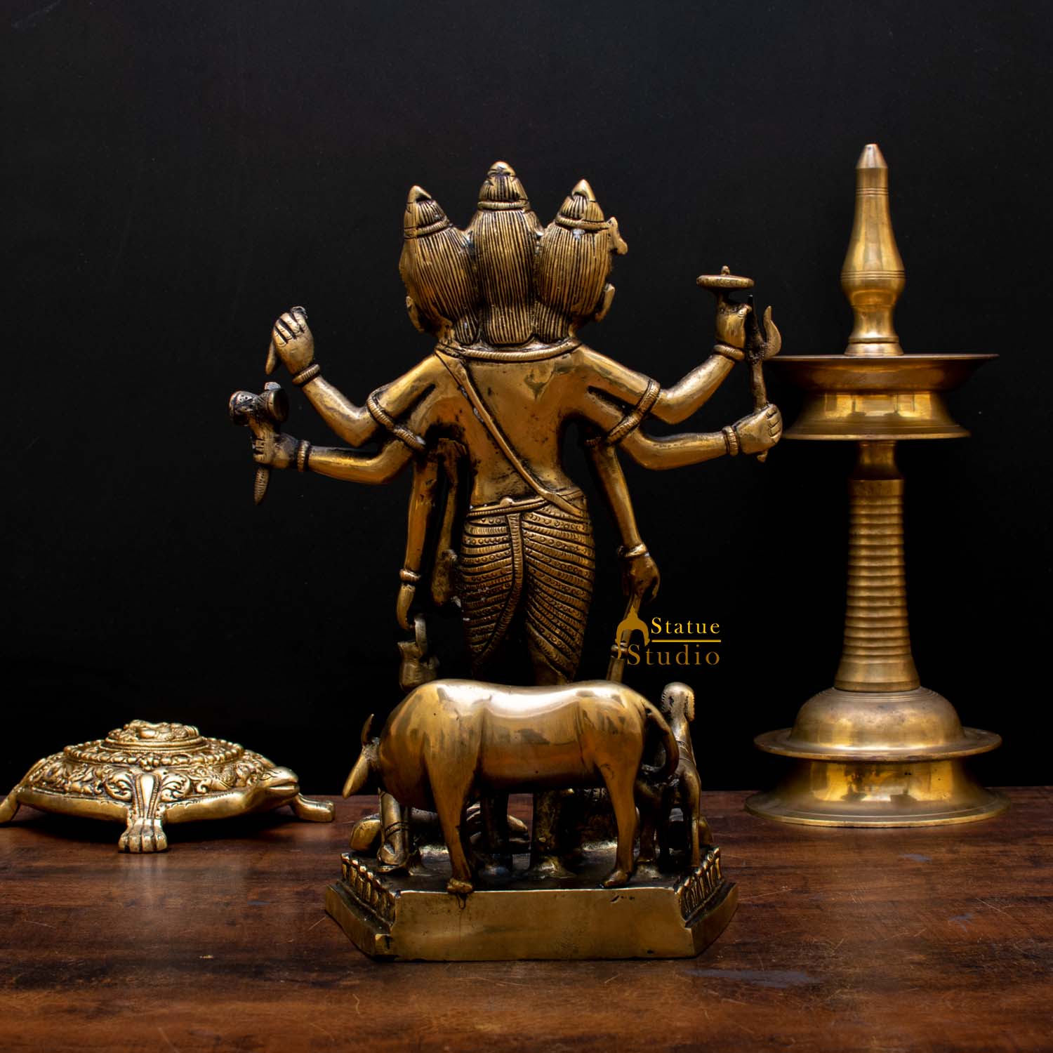 Hindu Trinity Of God Creator of Universe Lord Brahma Fine Murti Idol Statue 12" - Image 4