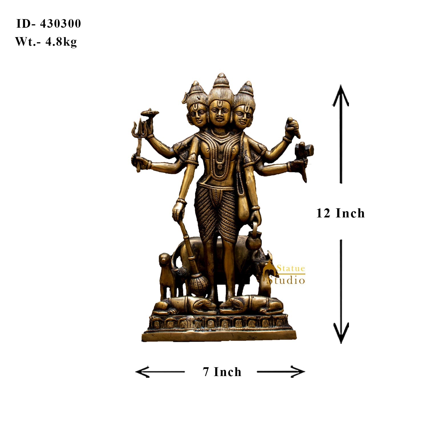 Hindu Trinity Of God Creator of Universe Lord Brahma Fine Murti Idol Statue 12" - Image 6