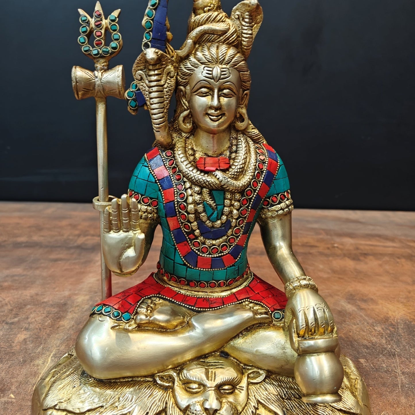 Brass Blessing Lord Shiva Statue For Temple Decor 10 Inch