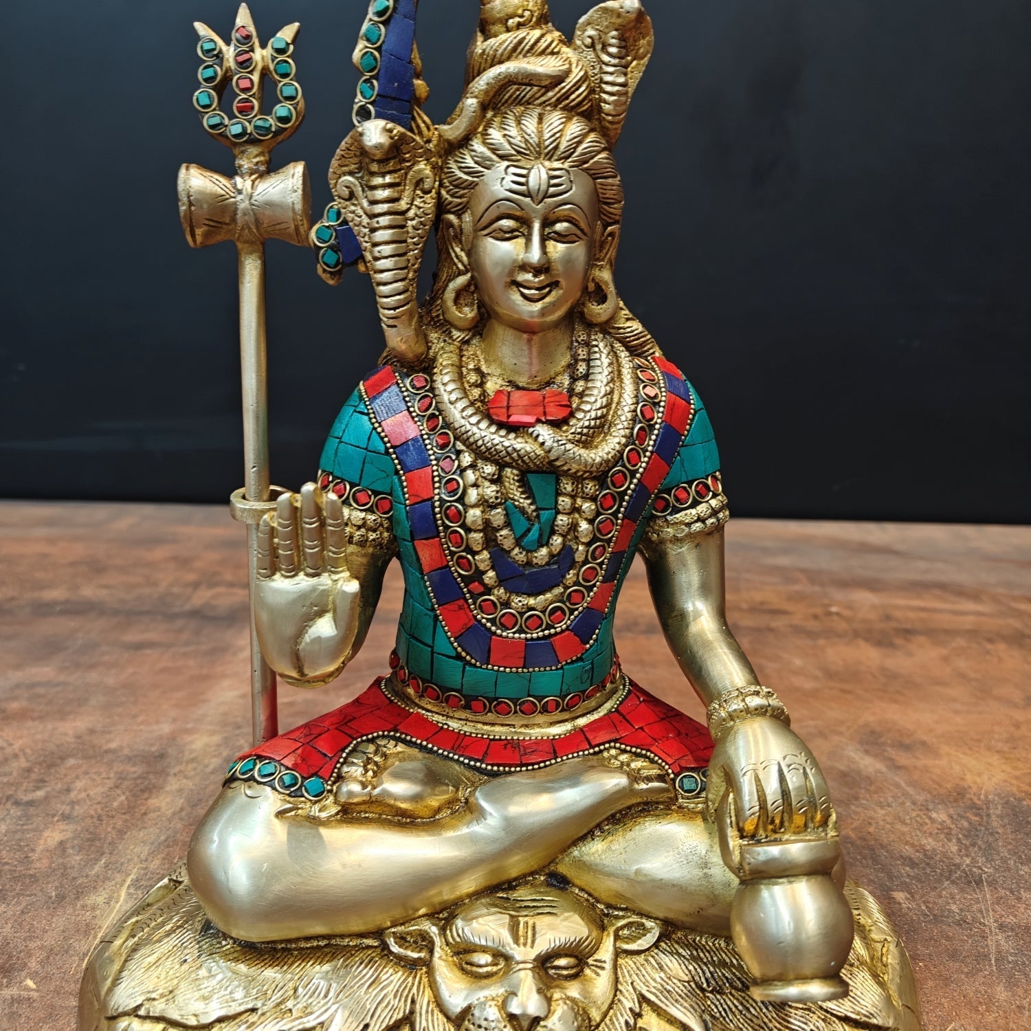Brass Blessing Lord Shiva Statue For Temple Decor 10 Inch - Image 4