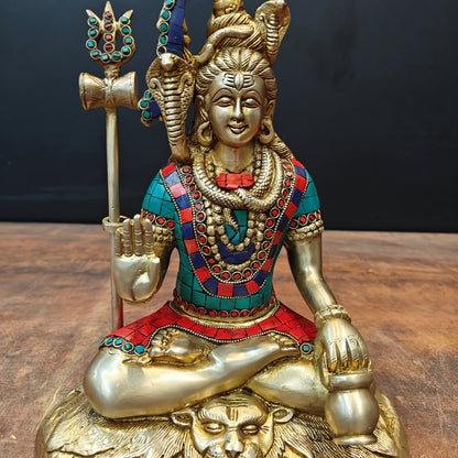 Brass Blessing Lord Shiva Statue For Temple Decor 10 Inch by vendor-unknown - Hindu Gods (View 4)