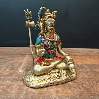Brass Blessing Lord Shiva Statue For Temple Decor 10 Inch by vendor-unknown - Hindu Gods (View 5)