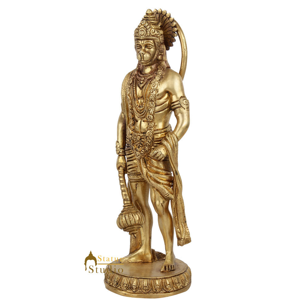 Brass Fine Exclusive Standing Pawan Putra Hanuman Idol 10 Inch - Image 4