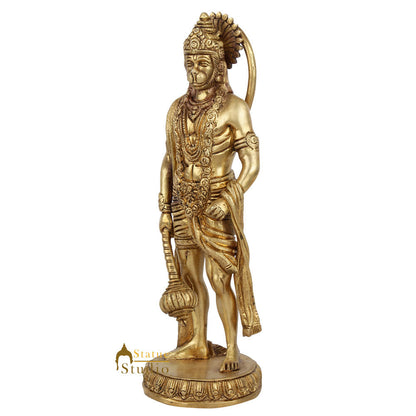 Brass Fine Exclusive Standing Pawan Putra Hanuman Idol 10 Inch by vendor-unknown - Hindu Gods (View 4)
