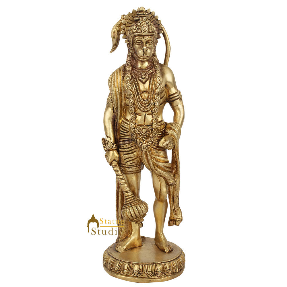 Brass Fine Exclusive Standing Pawan Putra Hanuman Idol 10 Inch - Image 3