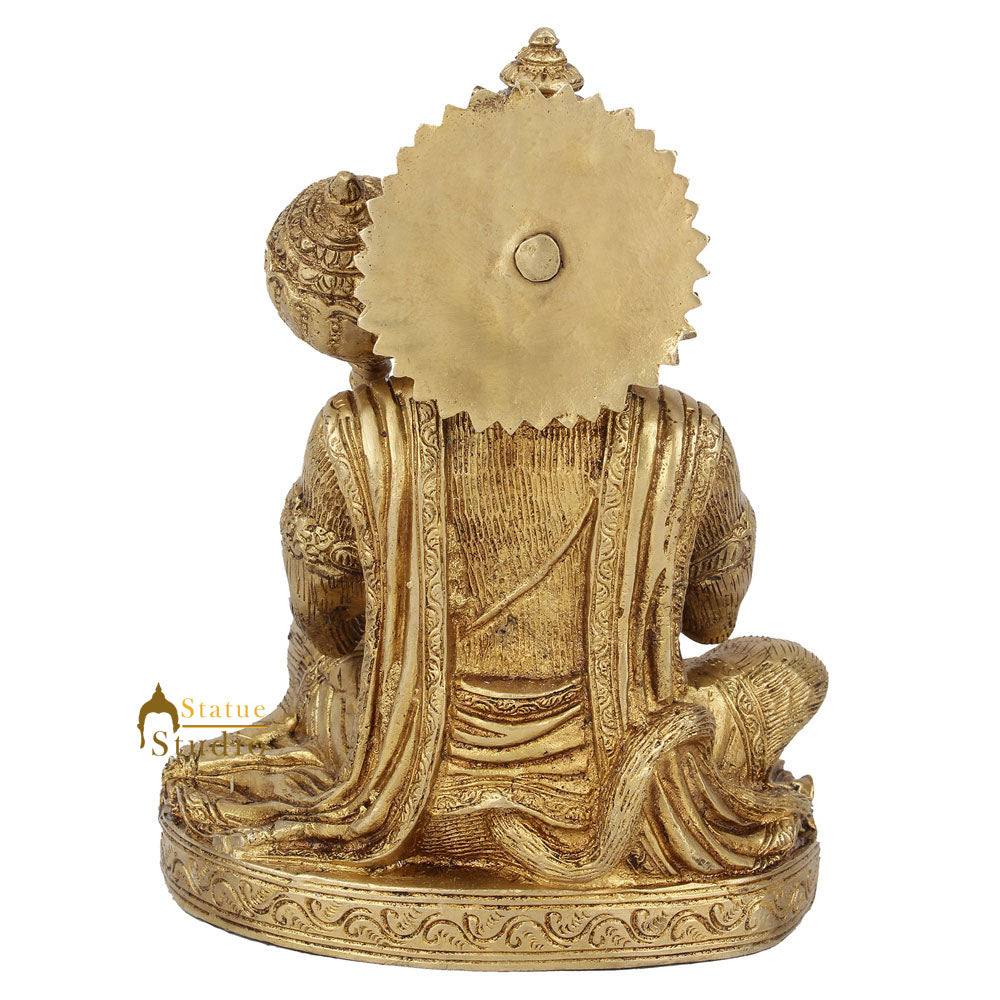 Brass Sitting Hanuman Statue For Home Decor 7"