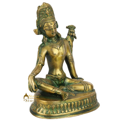 Antique Green Indian God Indra Murti Sitting On Base Inder Idol Statue Figure 6" by vendor-unknown - Hindu Gods (View 4)
