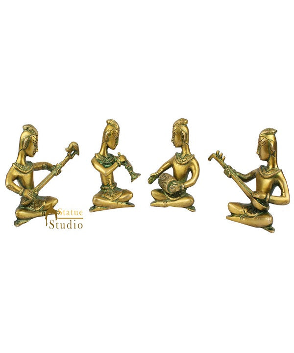Small Antique Green Finish Musical Set 4 pcs Décor Gift Showpiece Figurine 4" - Eco-friendly - Sama Homes