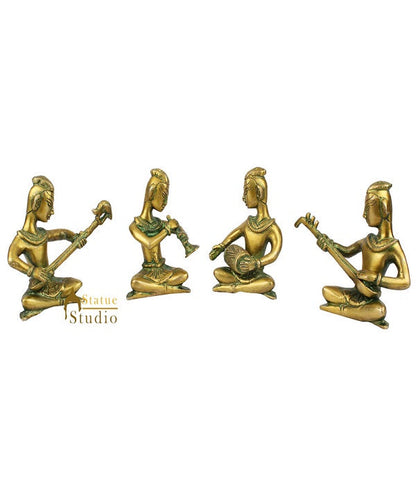 Small Antique Green Finish Musical Set 4 pcs Décor Gift Showpiece Figurine 4" by vendor-unknown - Decor