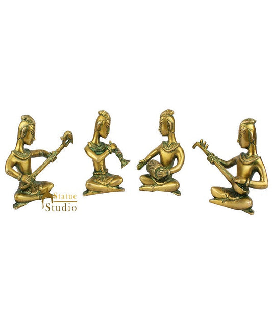 Small Antique Green Finish Musical Set 4 pcs Décor Gift Showpiece Figurine 4"