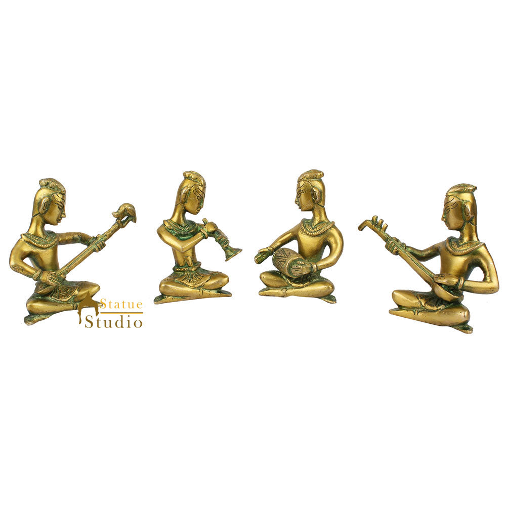 Small Antique Green Finish Musical Set 4 pcs Décor Gift Showpiece Figurine 4" - Image 2