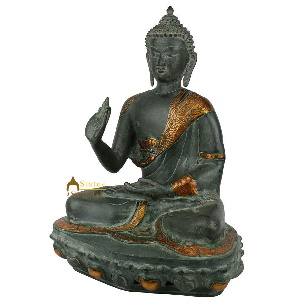 Antique Imitation Sakyamuni Lord Buddha Sitting Idol Statue Décor Gift Murti 19"