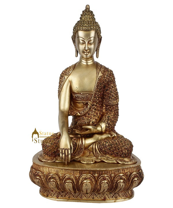 Exclusive Masterpiece Buddha Idol Decorated With Gems Fine Gift Décor Statue 17" - Eco-friendly - Sama Homes