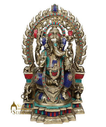 Beautiful Inlay Finish Ganpati Ganesha Murti Décor Idol Gifting Statue 1.5 Feet by vendor-unknown - Products