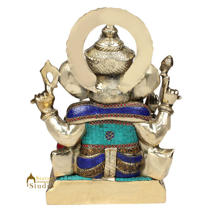 Large Size Ganesha Fine Inlay Ganpati Moorti Décor Gift Idol Statue Lucky 19" by vendor-unknown - Hindu Gods (View 4)