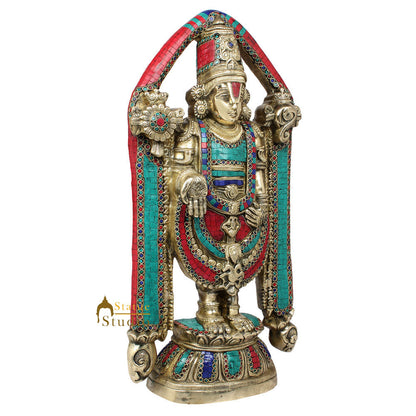 South Indian Lord Tirupathi Balaji Murti Décor Inlay Statue Gifting Idol 2 Feet by vendor-unknown - Hindu Gods (View 5)