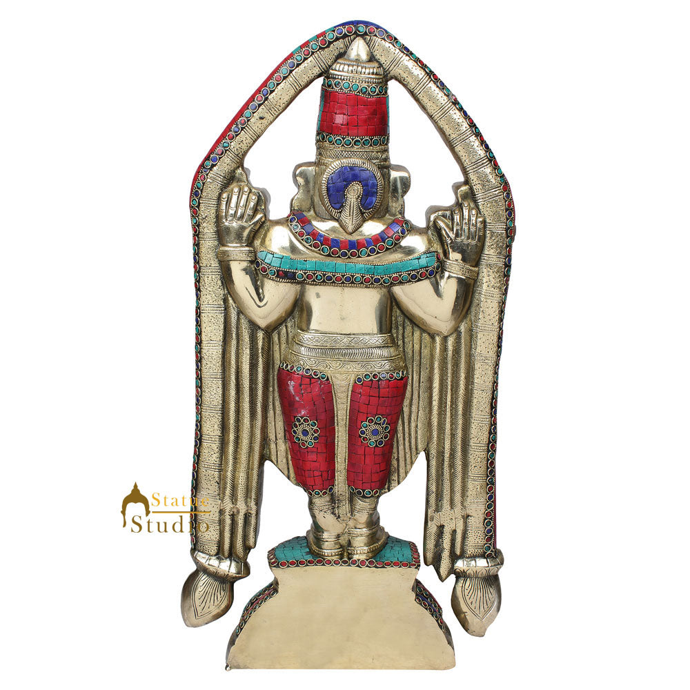 South Indian Lord Tirupathi Balaji Murti Décor Inlay Statue Gifting Idol 2 Feet - Image 6