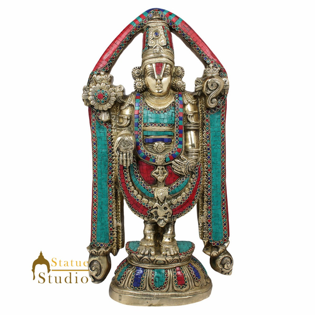 South Indian Lord Tirupathi Balaji Murti Décor Inlay Statue Gifting Idol 2 Feet