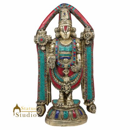South Indian Lord Tirupathi Balaji Murti Décor Inlay Statue Gifting Idol 2 Feet by vendor-unknown - Hindu Gods (View 4)