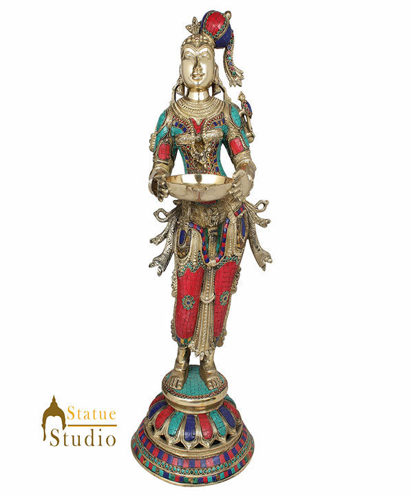 Large Celestial Diwali Fengshui Vastu Décor Deeplaxmi Inlay Statue 2.5 Feet - Eco-friendly - Sama Homes