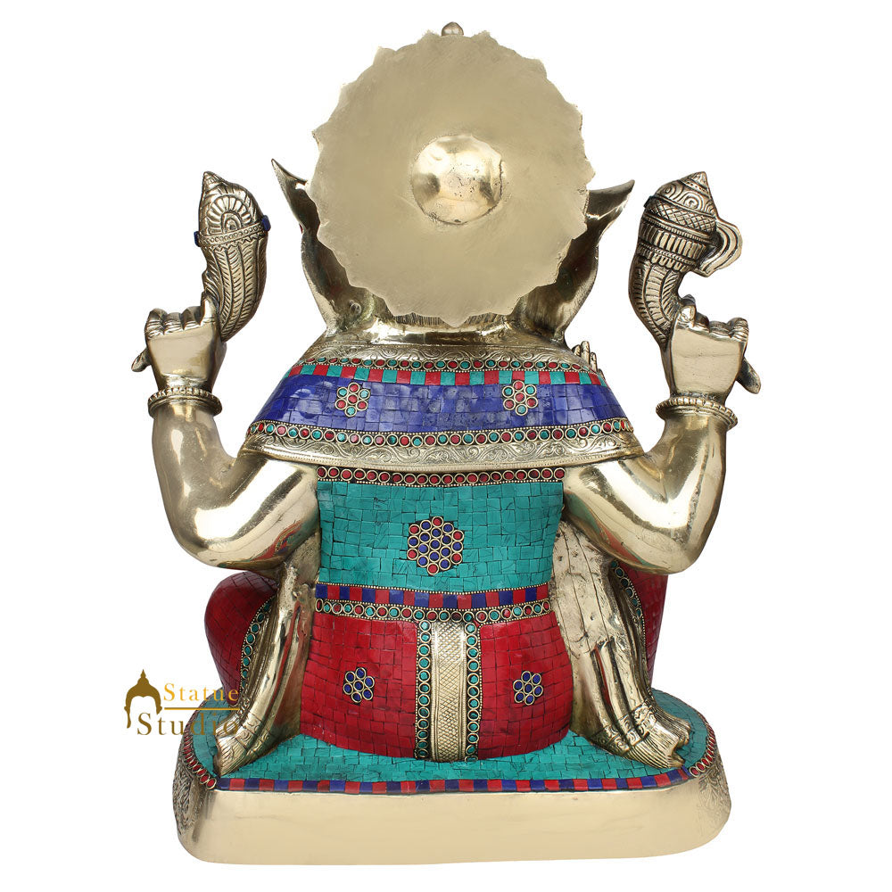 Large Size Ganesha Fine Inlay Ganpati Murti Décor Gift Idol Statue Lucky 20" - Image 4