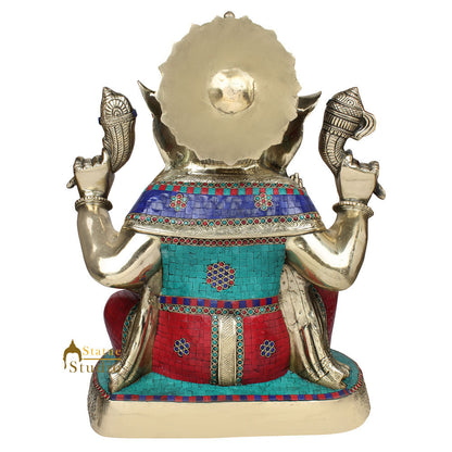 Large Size Ganesha Fine Inlay Ganpati Murti Décor Gift Idol Statue Lucky 20" by vendor-unknown - Hindu Gods (View 4)