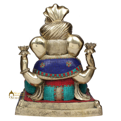 Large Size Ganesha Fine Inlay Ganpati Moorti Décor Gift Idol Statue Lucky 20" by vendor-unknown - Hindu Gods (View 4)