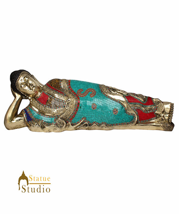 Tibetan Chinese Lord Buddha Sleeping Bodhisattva 3 Feet Idol Décor Gift Statue - Eco-friendly - Sama Homes