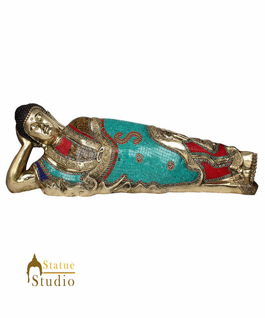 Tibetan Chinese Lord Buddha Sleeping Bodhisattva 3 Feet Idol Décor Gift Statue