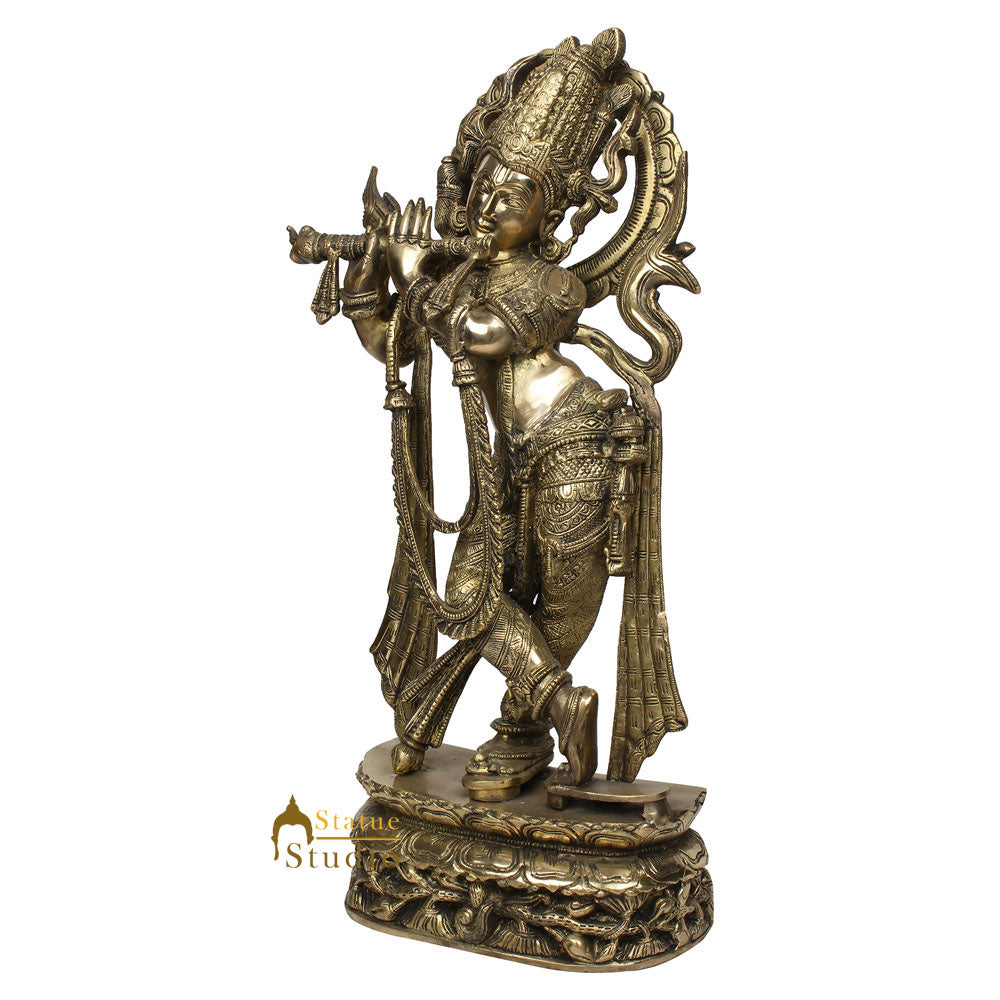 Indian Hindu God Lord Krishna Fluting Fine Décor Idol Gift Murti Statue 2 Feet - Image 3