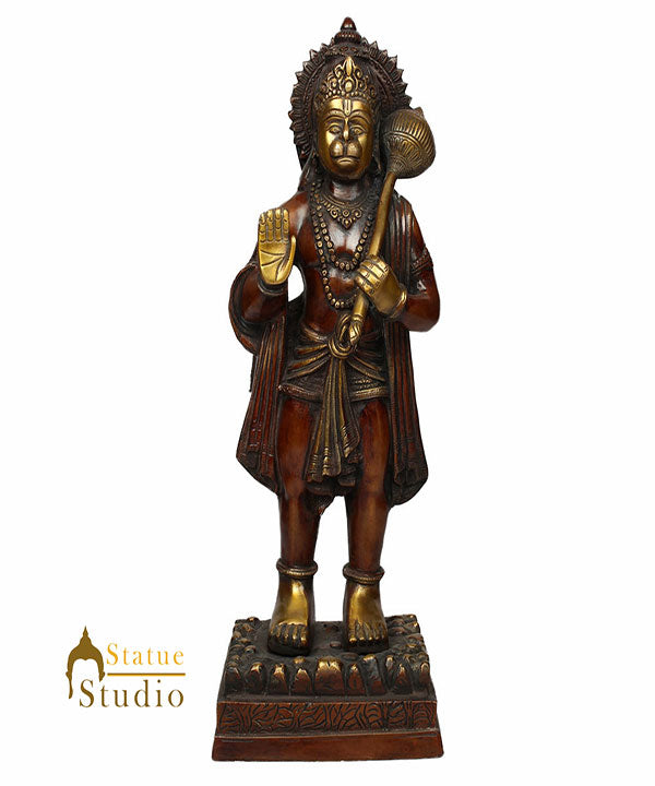 Brass Fine Craft Standing Hanuman Statue For Home Décor Lucky Gift 1.5 Feet