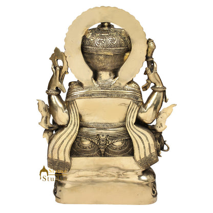 Fine Carving Hindu God Ganpati Ganesha Murti Décor Idol Lucky Gift Statue 21" by vendor-unknown - Hindu Gods (View 4)