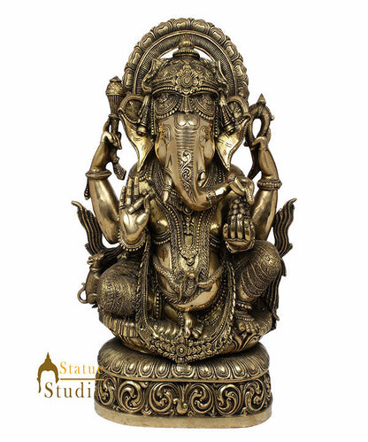 Fine Carving Hindu God Ganpati Ganesha Murti Décor Idol Lucky Gift Statue 21" by vendor-unknown - Hindu Gods