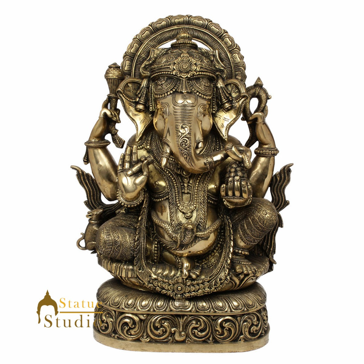 Fine Carving Hindu God Ganpati Ganesha Murti Décor Idol Lucky Gift Statue 21" - Image 2