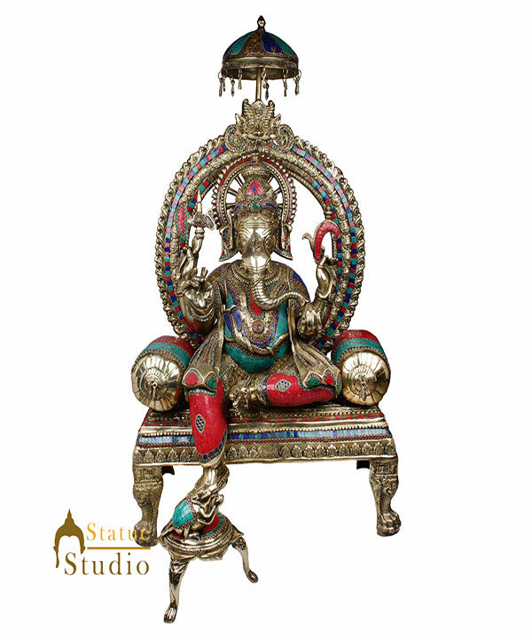 Very Large Ganpati Ganesh Murti Décor Idol Indoor Outdoor Inlay Statue 4 Feet - Eco-friendly - Sama Homes
