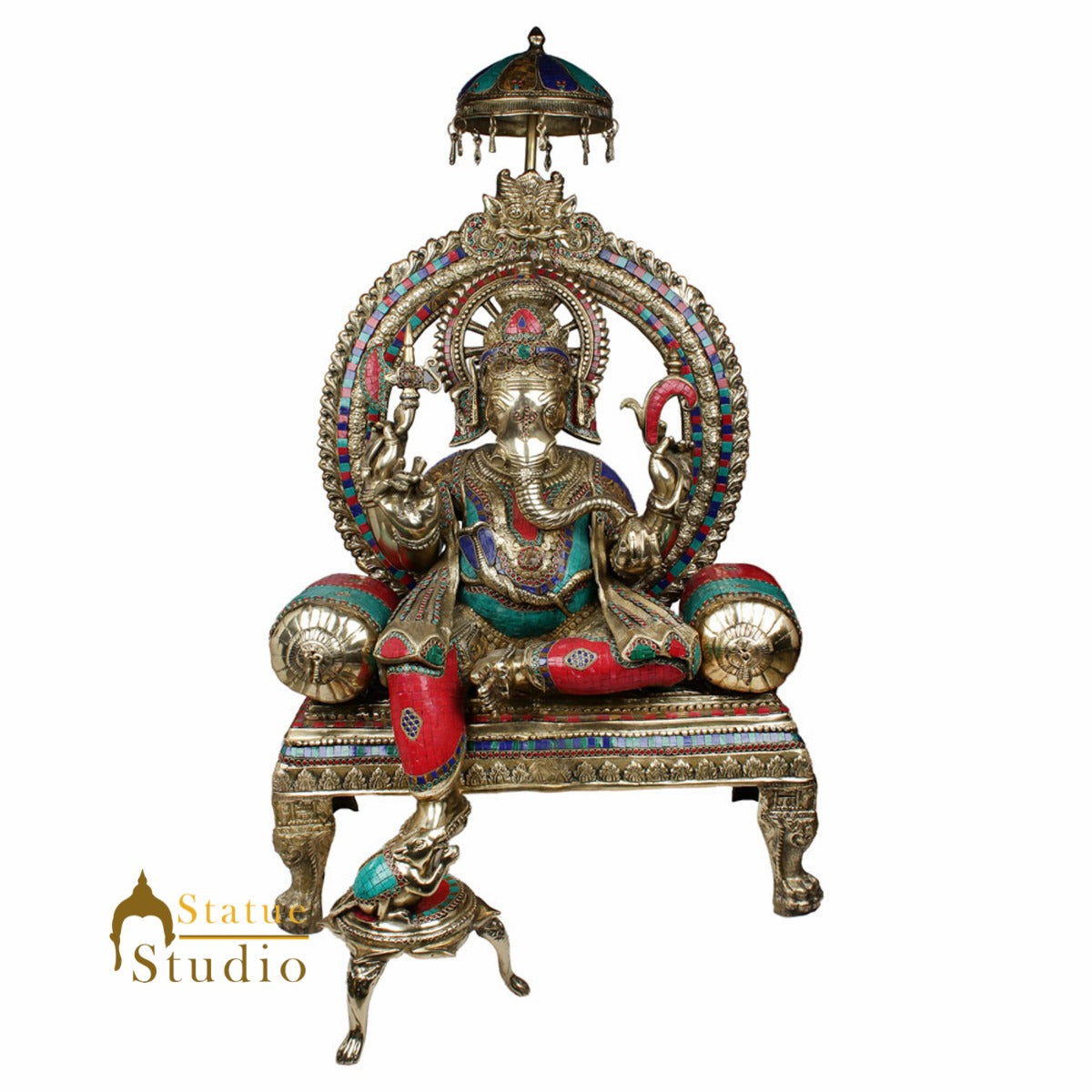 Very Large Ganpati Ganesh Murti Décor Idol Indoor Outdoor Inlay Statue 4 Feet