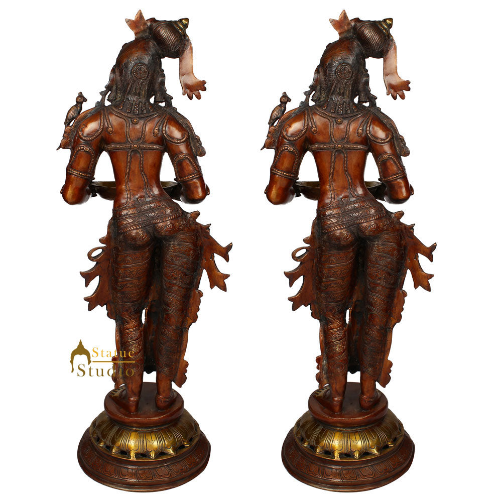 Large Apsara Welcome Diwali Fengshui Vastu Décor Deeplaxmi Pair Statue 2.5 Feet