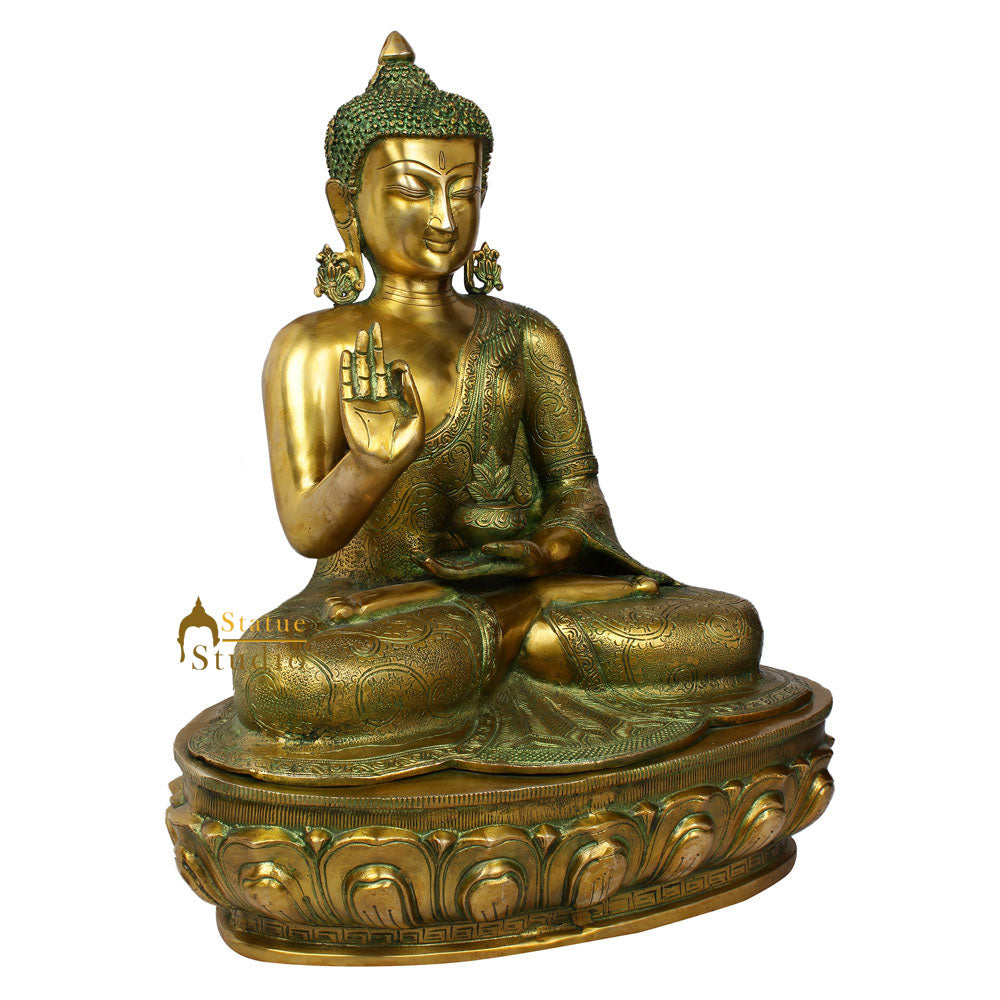 Fine Brass Tibet Chinese Buddha Home Décor Statue Idol Murti Gift Figurine 22"