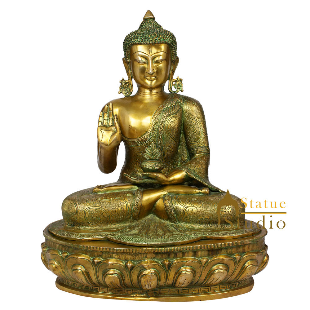 Fine Brass Tibet Chinese Buddha Home Décor Statue Idol Murti Gift Figurine 22"