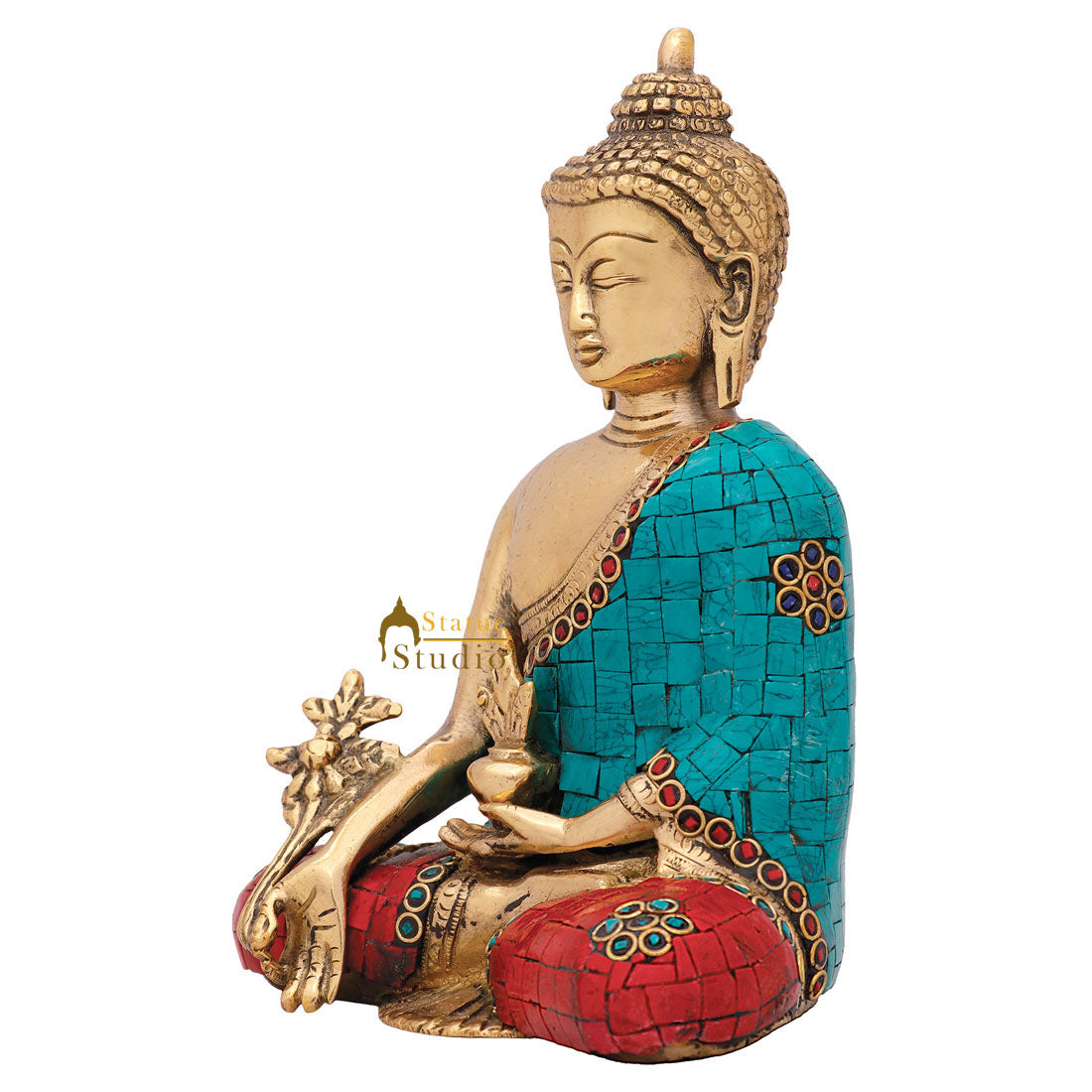 Chinese Tibet Buddhist Bodhisattva Medicine Buddha Lucky Décor Gift Statue 8"