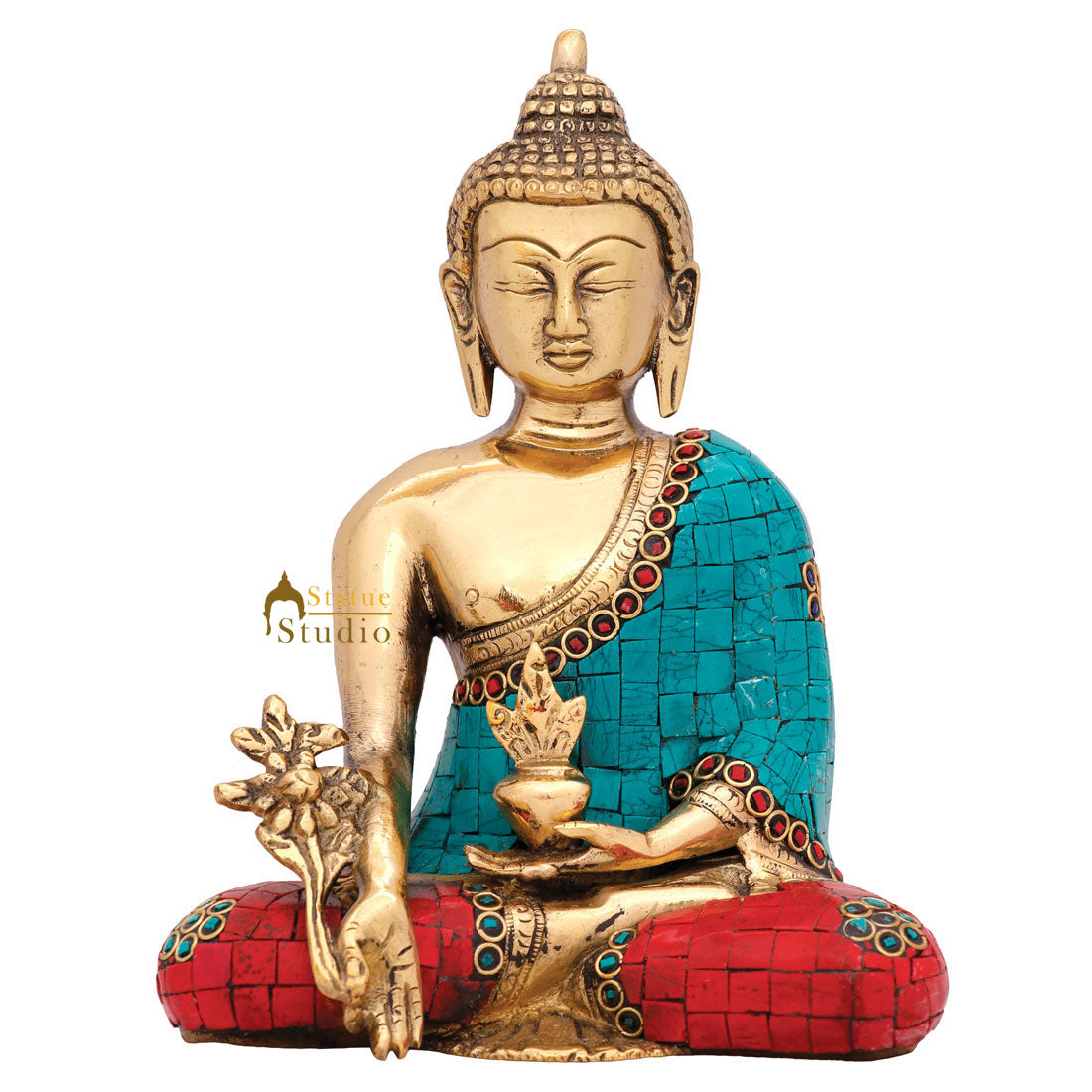 Chinese Tibet Buddhist Bodhisattva Medicine Buddha Lucky Décor Gift Statue 8" - Image 3