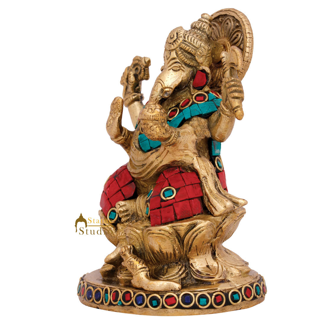 Indian Hindu Elephant God Ganesh Idol Ganpati Murti Lucky Gift Décor Statue 5"