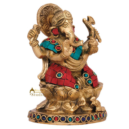 Indian Hindu Elephant God Ganesh Idol Ganpati Murti Lucky Gift Décor Statue 5" by vendor-unknown - Hindu Gods (View 4)
