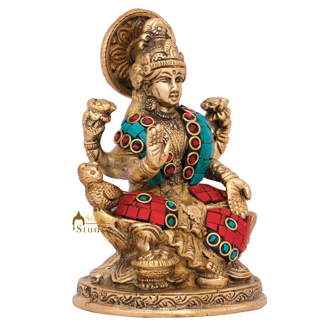 Indian Hindu Goddess Of Wealth Lakshmi Murti Idol Laxmi Diwali Gift Statue 5" - Image 3