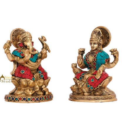 Indian Deity Ganesh lakshmi Pair Statue Diwali Wedding Décor Gift Idol Murti 5" by vendor-unknown - Hindu Gods (View 3)