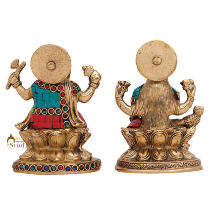 Indian Deity Ganesh lakshmi Pair Statue Diwali Wedding Décor Gift Idol Murti 5" by vendor-unknown - Hindu Gods (View 4)